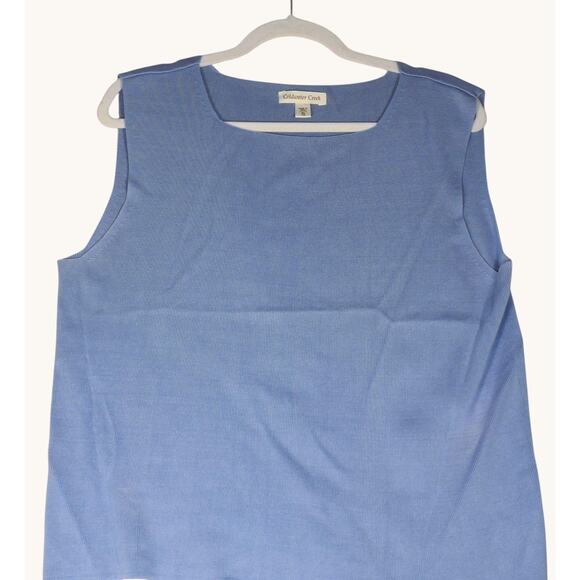 Coldwater Creek Cardigan Sweater Twin Set Womens 1X Blue Silk Cotton Knit Tank - Picture 7 of 16